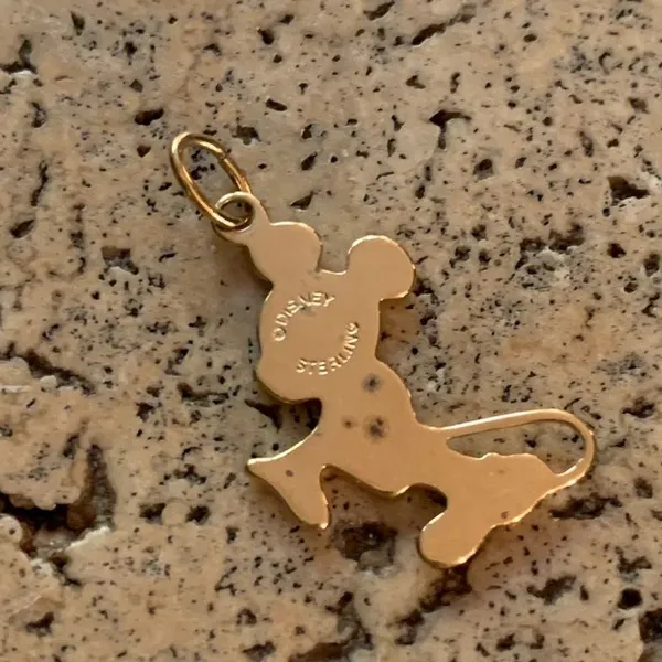 Mickey Mouse Disney Gold Sterling Silver 925 Necklace Charm Vintage 90s - Image 2