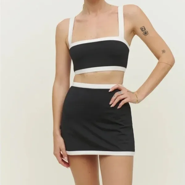 Reformation | Adelina Ecomove Athletic Two-Piece Set in Black & White size Small - Image 3