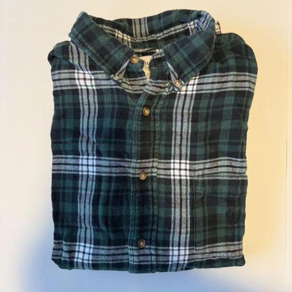 Chaps Green Plaid Flannel Shirt  - Image 5
