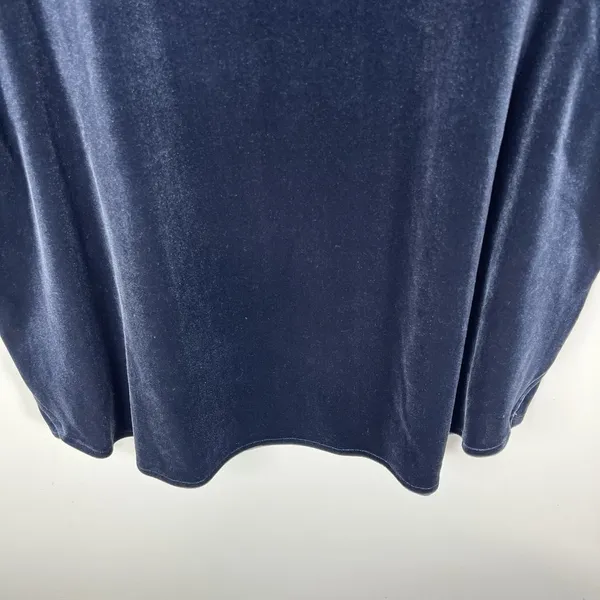 Madewell Size‎ Large Blue Short Sleeve Casual Boho Velvet Butterfly Blouse Top - Image 4