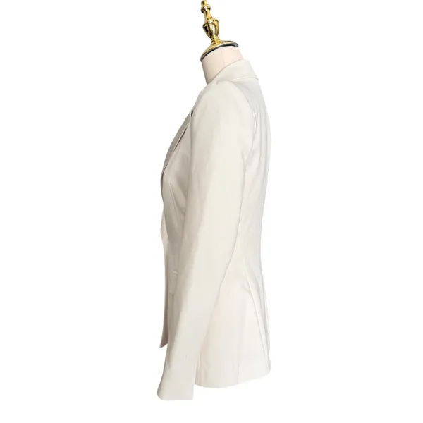 Zara Womens Cream White‎ Satin Lapel Tailored Single Button Blazer XS - Image 5
