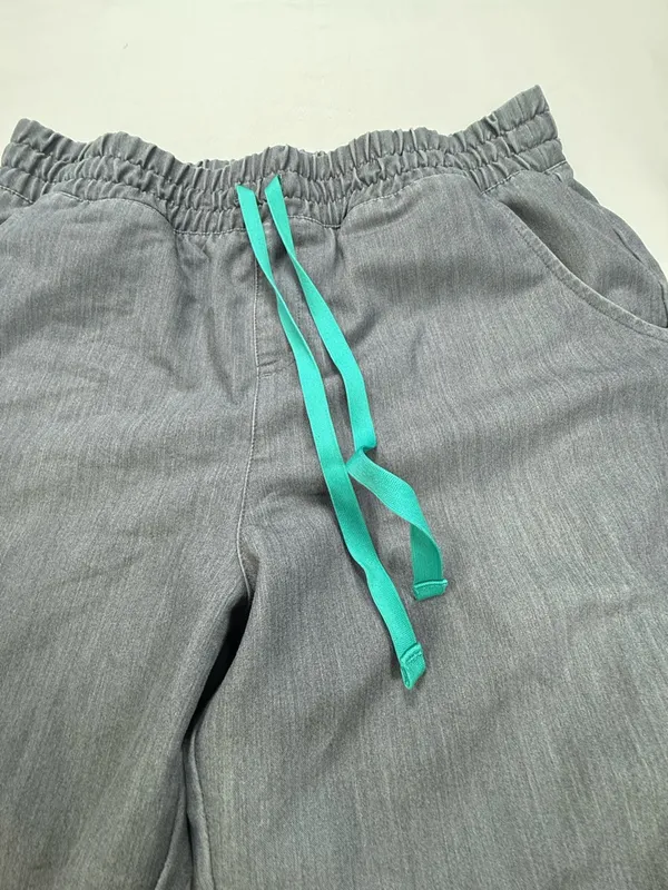 Figs Women's Gray Joggers with Teal Drawstring - Image 3
