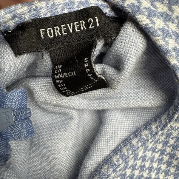 Forever 21 Light Blue Houndstooth Mini Dress Sleeveless Scoop Neck‎ Size S - Image 3