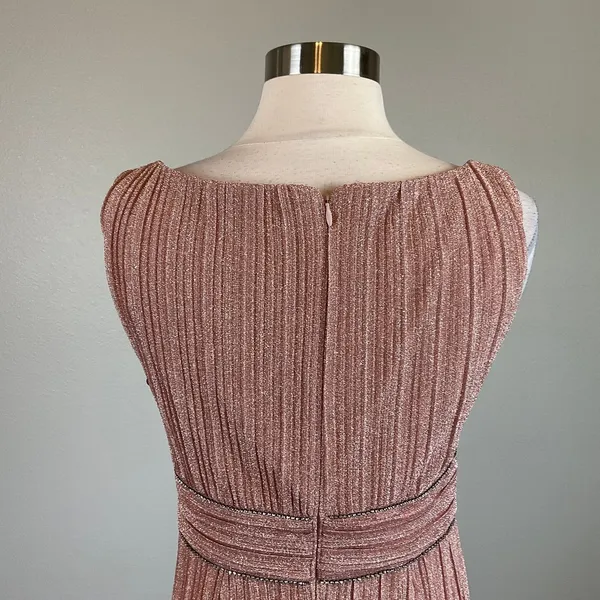 Pink Metallic Beaded Column Gown Women's Size 4 Formal Dress - Image 8
