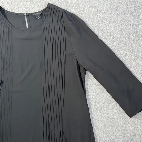 Ann Taylor Women's Small Black Pleated Front 3/4 Sleeve Blouse Top - Image 2