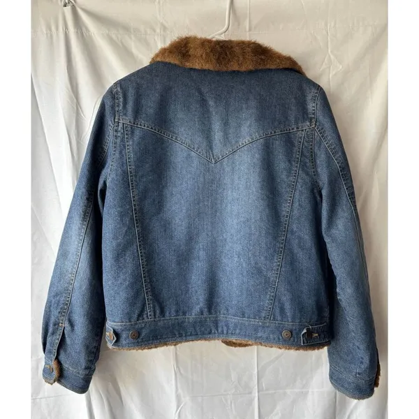 Marvin Richards Faux Fur Lined Denim Jacket Womens Size Small - Image 2