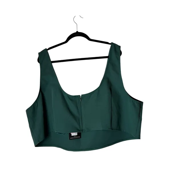 PrettyLittleThing Shirt Women 30 Teal Green Plus Size Woven Bralet Crop Top‎ NWT - Image 3