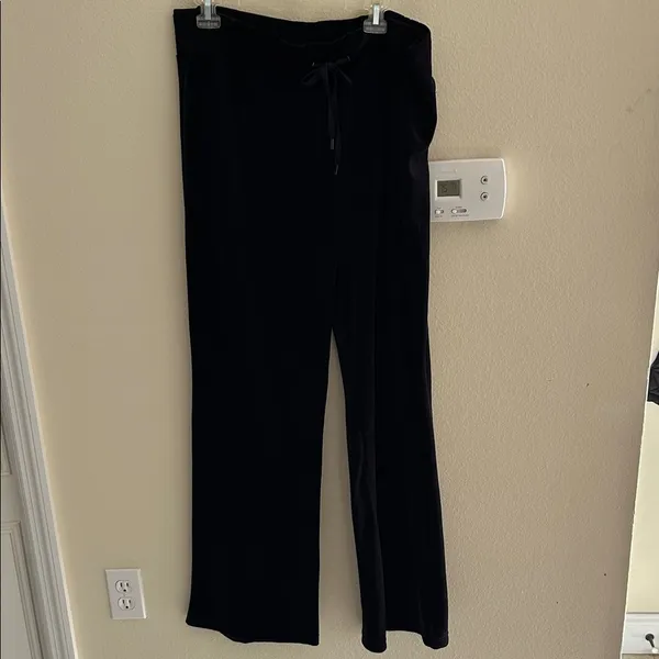 Ralph Lauren active black velour, cotton wide leg pull on track pants XL NWT​ - Image 2
