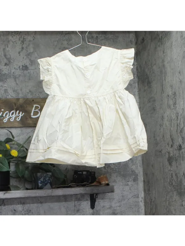 NWT Aqua Crop Cotton Cropped Babydoll Poplin Flutter Top Ivory Off White XS - Image 3