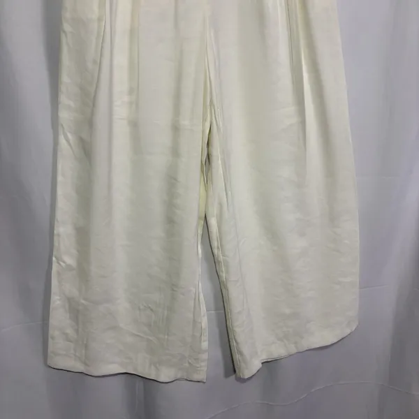 Topshop Women’s Pleated Front White Crop Wide-leg Pants Size US 2 Culottes - Image 3