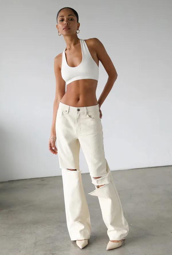 Showpo Denim Off-White Jeans Ripped - Image 5