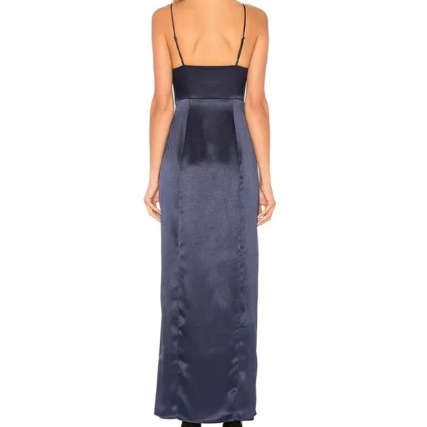 REVOLVE Privacy Please Navy Satin Slit Maxi Formal Dress - Image 4