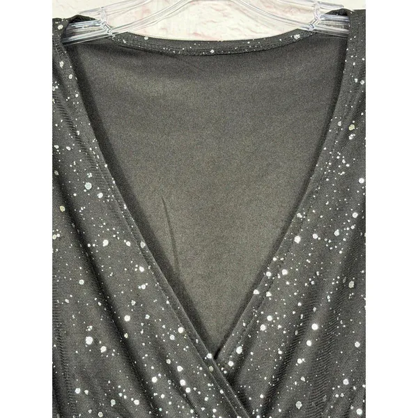 Black Glitter Mesh Long Sleeve Large Dress - Image 4