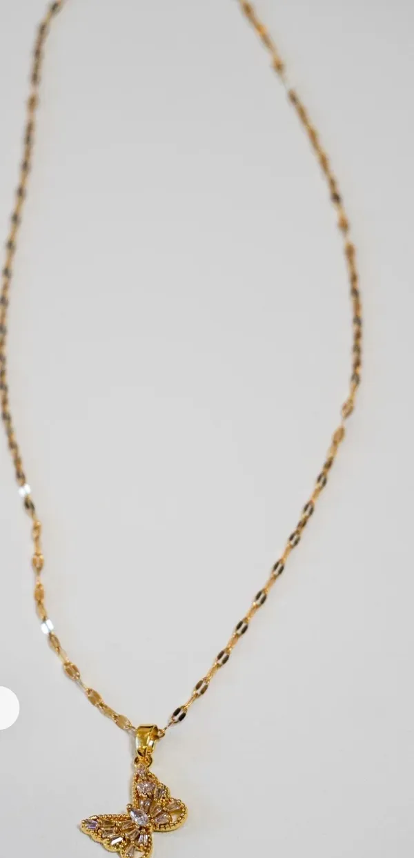 Gold necklace with butterfly - Image 2