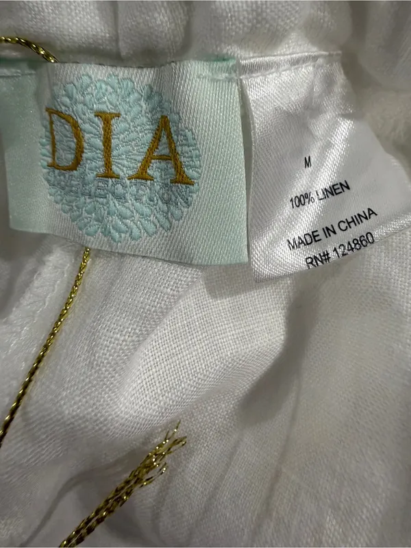 White Linen Drawstring Pants Size M - Image 6