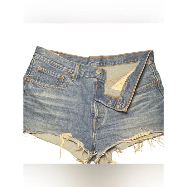 Levi's 501 Original Distressed High Rise Denim Jean Shorts Size 31 - Image 4