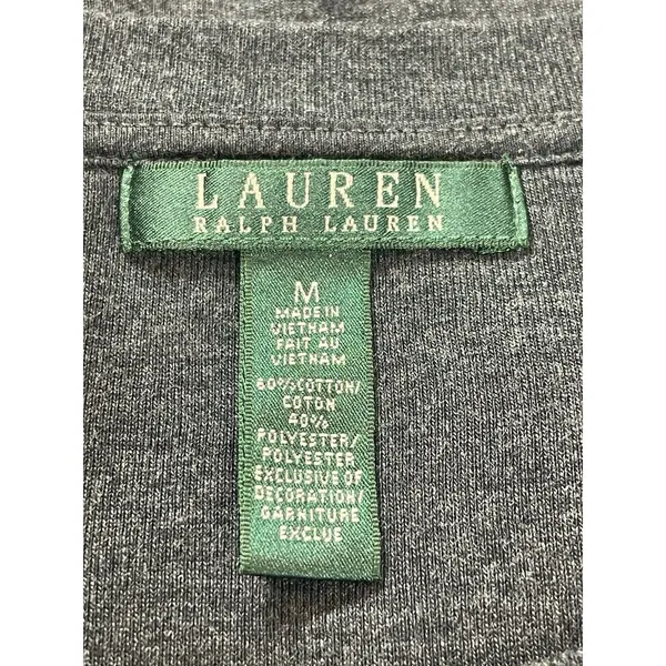 Lauren Ralph Lauren Women’s Dark Gray Scoop Neck Long Sleeve LRL Logo Top M - Image 4