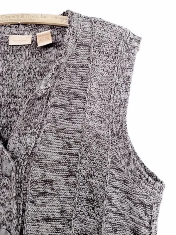 Vintage North Crest Sweater Vest Large Gray Marled Ramie Cotton Grandpa Preppy - Image 4