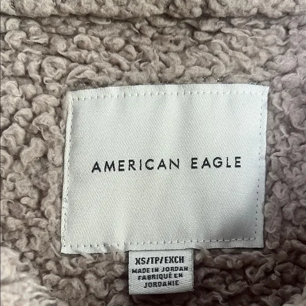 American‎ Eagle Outfitters Tan Teddy Bear Sherpa Hoodie Woman’s Size XS - Image 2