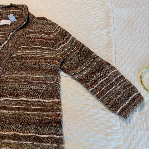 Alfred Dunner Open Front Sweater Cardigan Neutral Tone Women’s Sz Large Metallic - Image 8