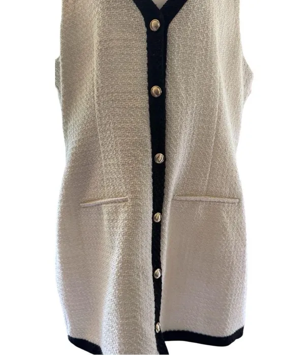 Abercrombie Women's Sleeveless Button Front Dress with Black Trim Sz XL - Image 5