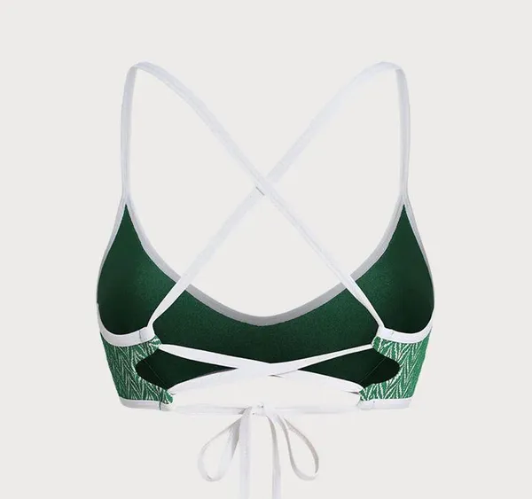 Berlook Green Geometric X Cross Surf Top & Full Coverage Surf Bottom - Image 7