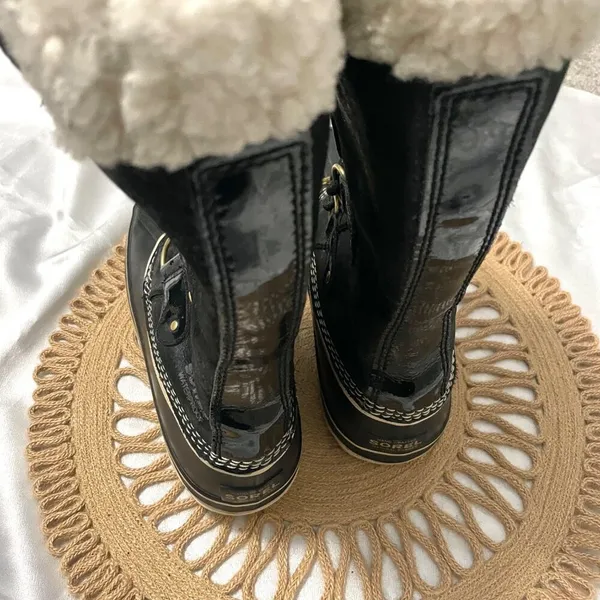 Sorel Joan of Arctic Holiday Leather Shearling Boots Black NL2392-010 Size 9 - Image 9