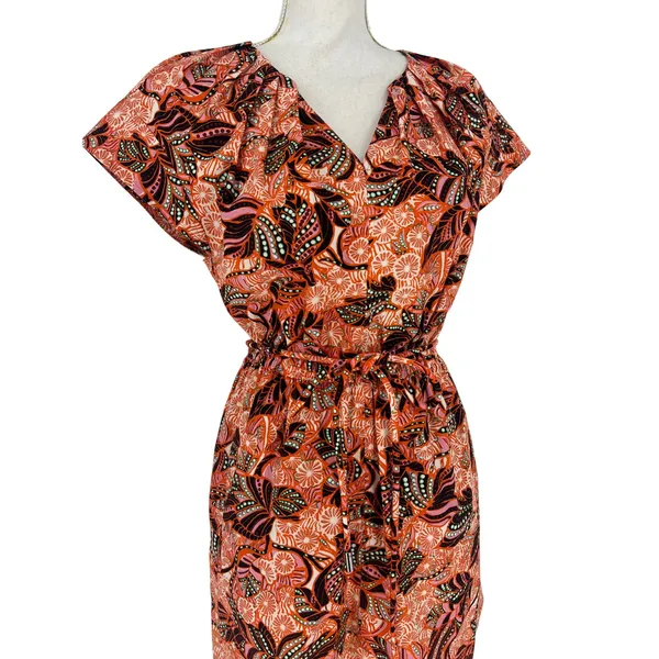 ALC Frank Alice Mini Dress Orange Rose Floral Print Cotton Size 4 - Image 10