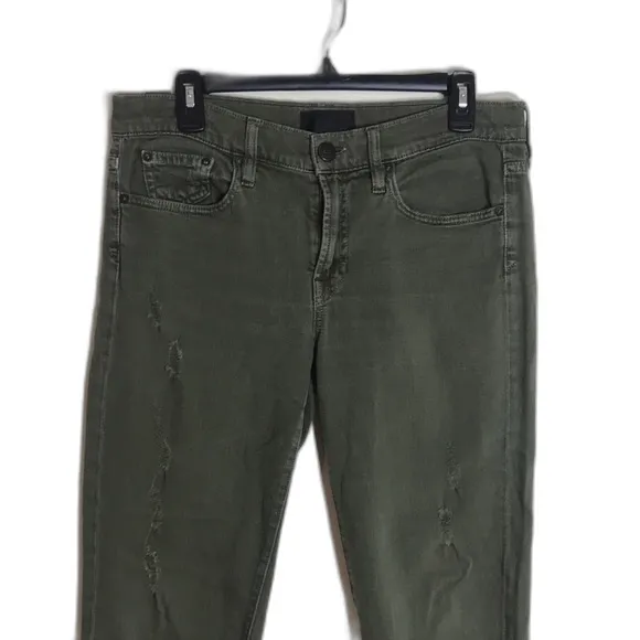 Vince ladies army green distressed 5 pocket skinny jeans‎ size 28 - Image 2