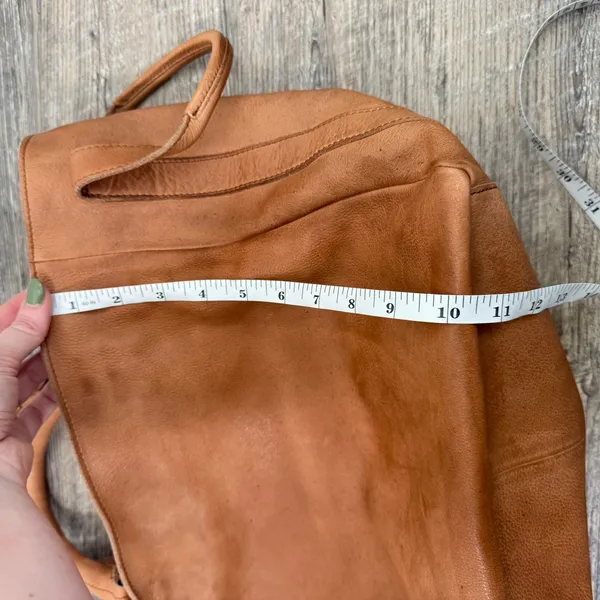 Free People Leslie 100% Cow Leather Tote Brown Boho Slouchy Large READ Womens - Image 14
