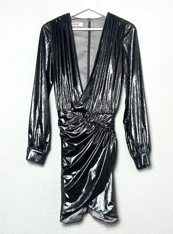 House of Cb London Alvona Silver Metallic Mini Dress - Image 3