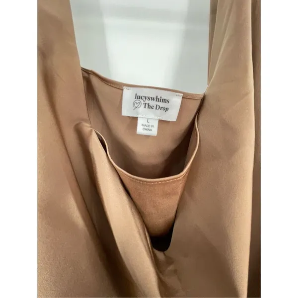 Lucyswhims size large asymmetrical hem cowl front taupe tank top - Image 4