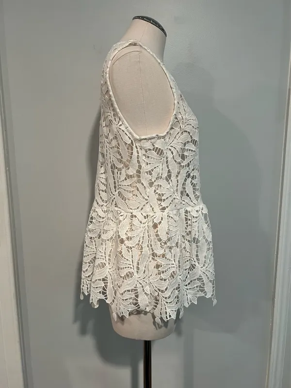 Lace peplum blouse White Size L - Image 2