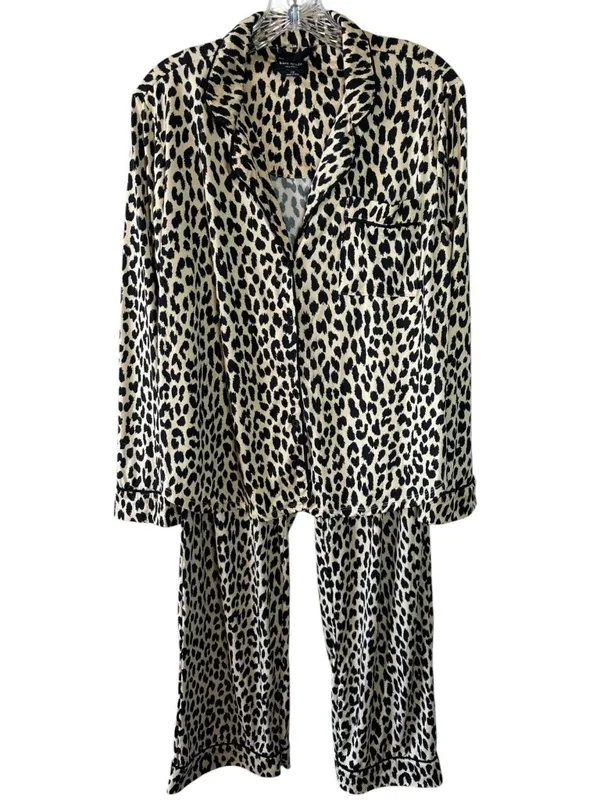 Kate Spade New York Leopard Print Pajama Set Women's Large Lounge Sleepwear - Image 2