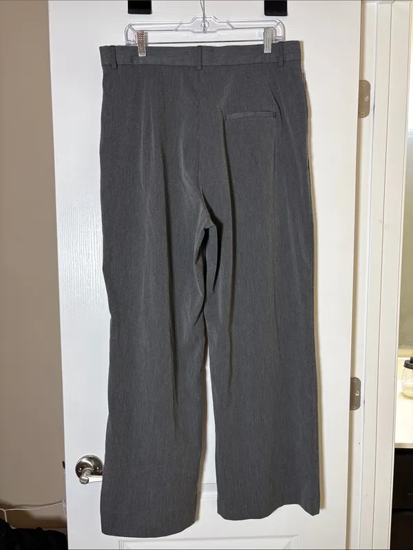 Djerf Avenue Favorite Pants High Rise Wide Leg Pleated Trouser Grey Size XL - Image 5