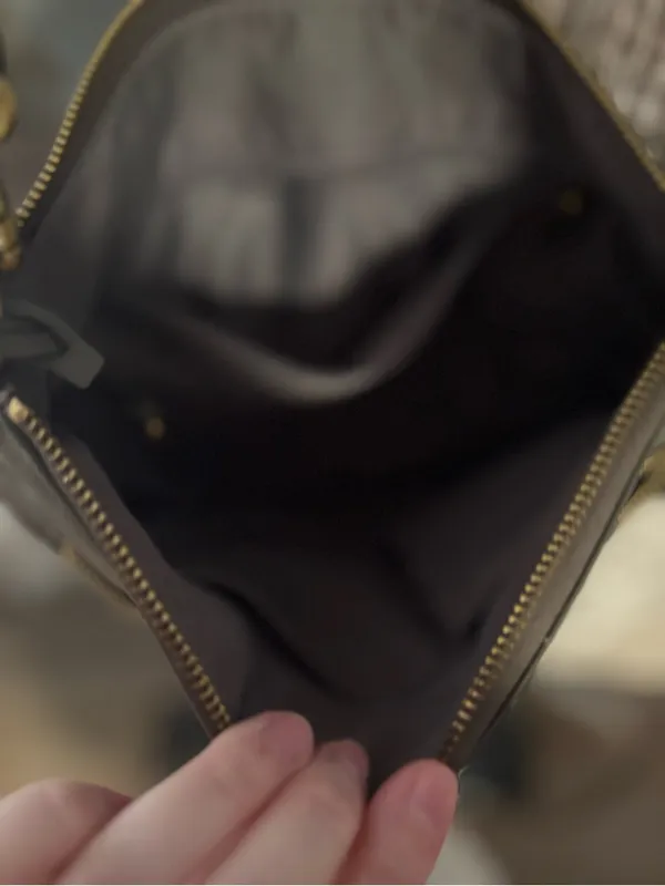 Fossil Gray Leather Crossbody with Gold Hardware - Image 4