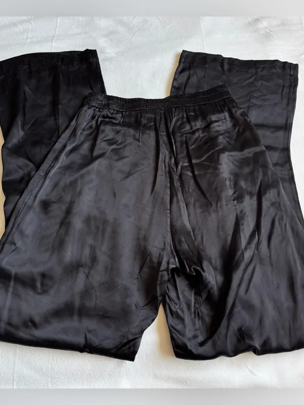 New Enza Costa Pleated Satin Pant in Black - Image 6