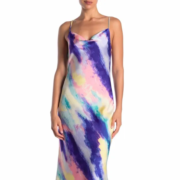 NWOT KENEDIK X Nordstrom Cowl Neck Tie Dye Midi Slip Dress - Image 3