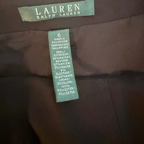 Lauren Ralph Lauren Black Paneled A-Line Skirt Size 6 Side Zip Rayon Blend - Image 2