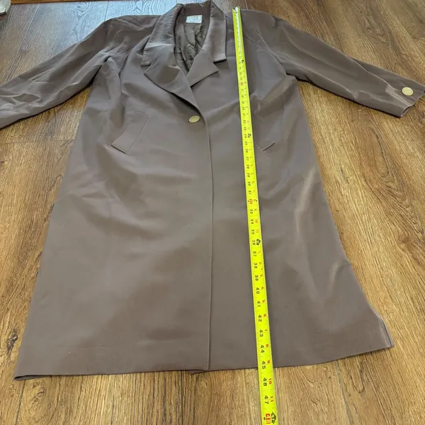 VTG 80s Linda Richards 100%‎ Wool Trench Coat Mauve Brown Made in USA sz 12 FLAW - Image 10
