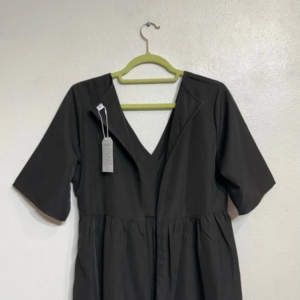 Made With Love Black Short Sleeve Faux Wrap Jumpsuit Sz M NWT - Image 8