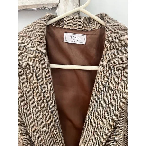Sage The Label League Of Her Own Herringbone Blazer‎ Size Small - Image 5