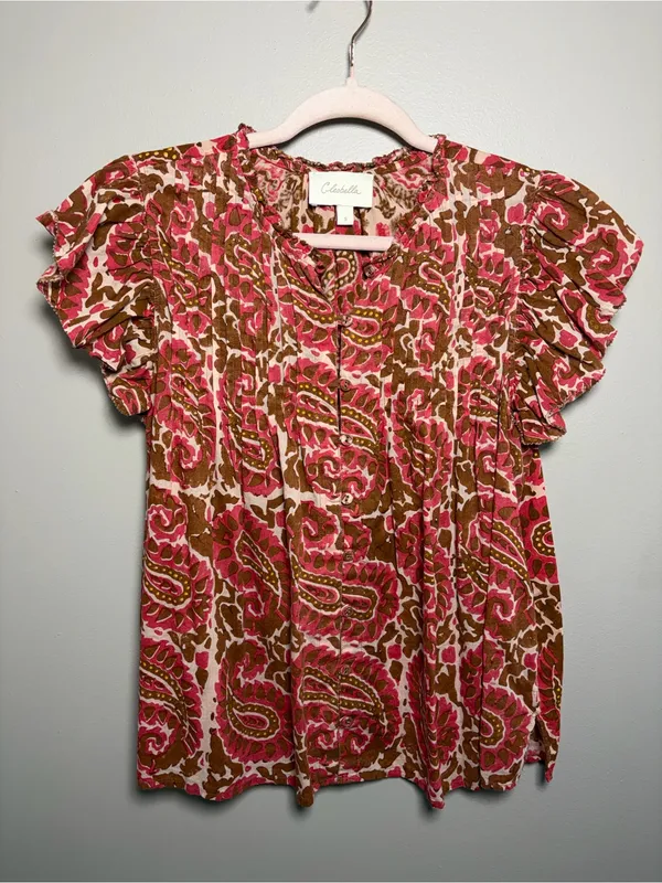 Cleobella Calla Blouse Organic Cotton Top boho flutter sleeve - Image 2