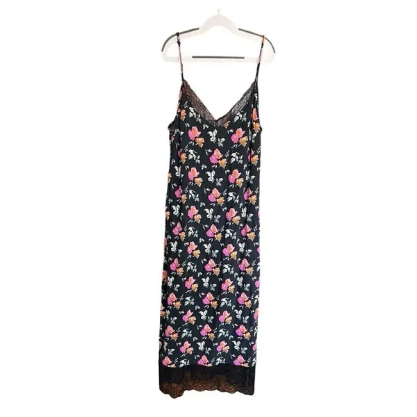 Womens Zara Trafaulo Floral Print Lace Detail Sleeveless Midi Slip Dress - Sz S - Image 2