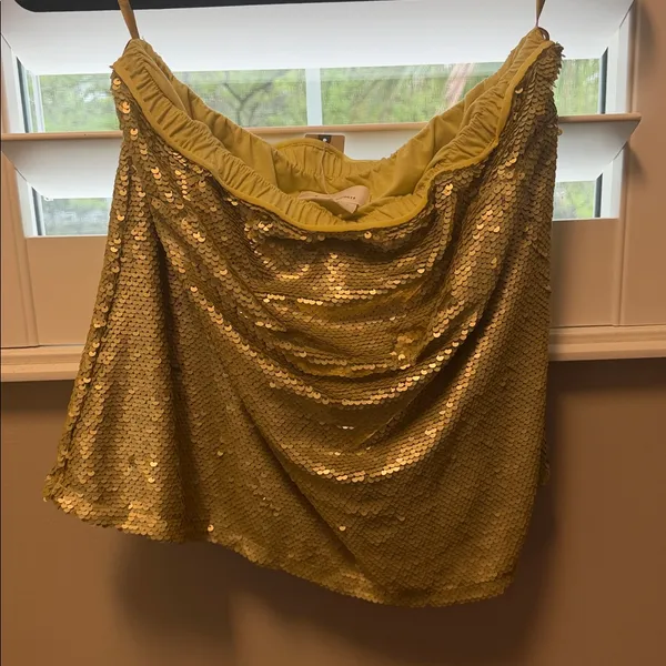 By Anthropologie sequin strapless top Gold - Image 3
