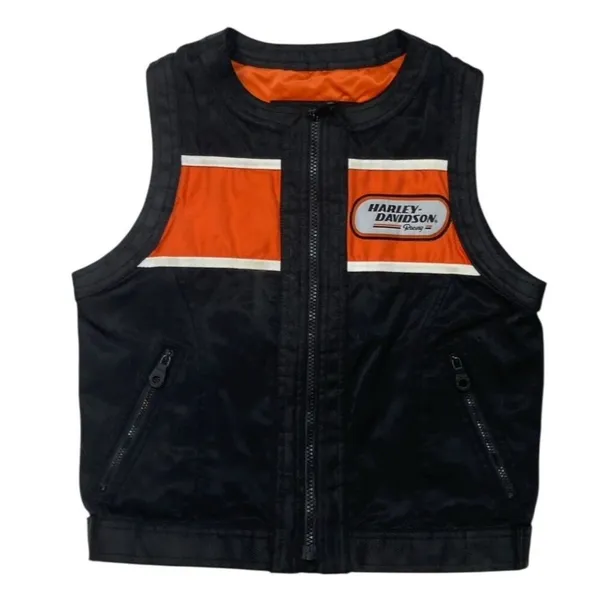 *Harley Davidson Womens Vest Size XS Black Racing Zip Motorcycle Biker Nylon - Image 2