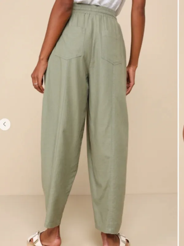 LULUS Casual Brunch Vacation Resort Beach Barrel Leg Drawstring Lounge Pant - Image 3