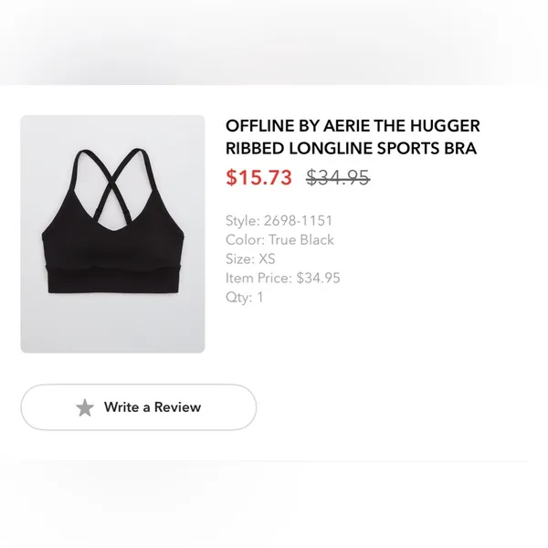 Aerie the hugger black sports bra size xs - Image 4