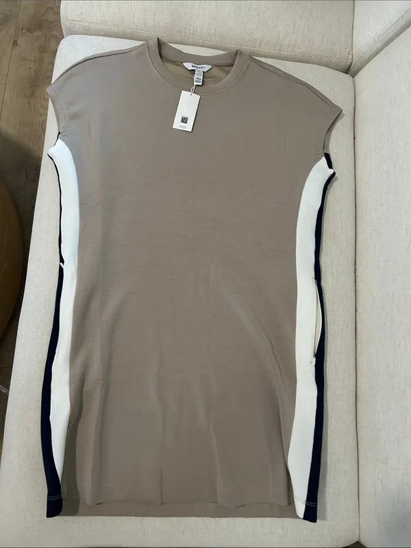 SPANX AIRESSENTIALS COLORBLOCK MINI T-SHIRT DRESS, Beige, Small, NEW NWT - Image 6