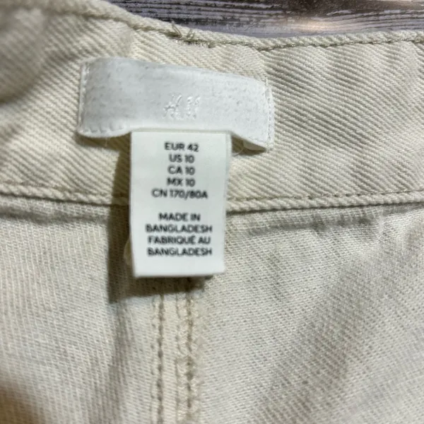 H&M Wide Leg Cream Cargo Pants Size 10 - Image 5